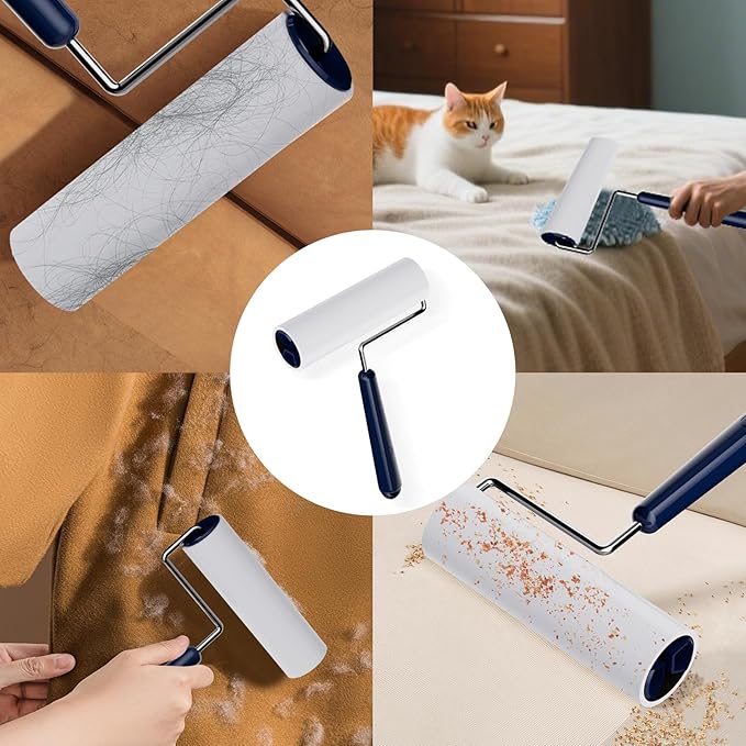 Lint Roller Refills 6.3'' 4 Refills/240 Sheets, Large Surface Sticky Rollers for Clothes Furniture Floor Pet Hair (4 Refills/240 Sheets)