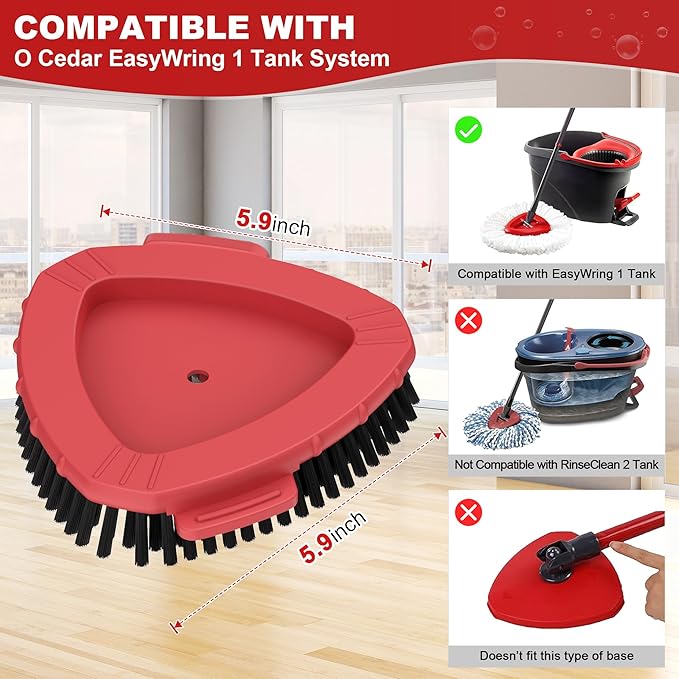 Aifacay Scrub Brush Head for O-Cedar EasyWring Spin Mop, Full-Bristle Heavy-Duty Replacement Brush, Compatible with 1-Tank Spin Mop Set, Multi-Surface Cleaning Attachment for Floors, Tile & Bathroom