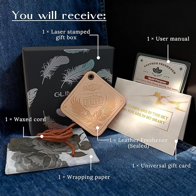 Leather Car Air Freshener Eagle Car Hanging Accessories Cool Gifts for Men Ocean Scent Mens Accessories Car Smell Good Embossed Leather Bag Accessories Charms for Him