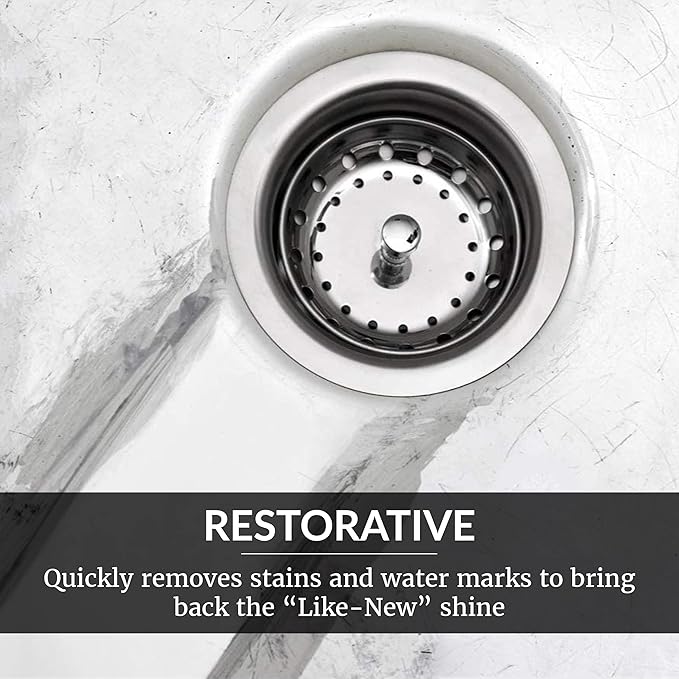HOPE'S Perfect Sink Cleaner and Polish, Restorative, Water-Repellant, Removes Stains, Ideal for Brushed Stainless Steel, Cast Iron, Porcelain, Corian, Composite, Acrylic, 8.5 oz 3 Pack
