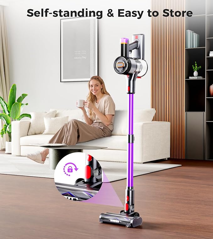 Cordless Vacuum Cleaner, 550W 45Kpa Vacuum Cleaners for Home, 60Mins Cordless Stick Vacuum with LED Display, Self-Standing & Anti-Tangle, 8-in-1 Wireless Vacuum for Carpet Pet Hair Hardfloor