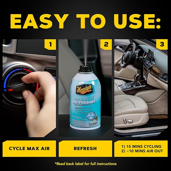 Meguiar's Whole Car Air Re-Fresher,Odor Fighting Mist, Fights Off Strong Vehicle Odors,Air Freshener, New Car Scent - Three 2 Oz Spray Bottles
