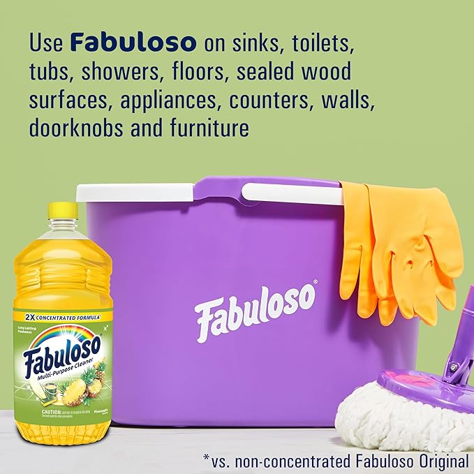 Fabuloso Multi-Purpose Cleaner, 2X Concentrated Formula, Floor Cleaner, Pineapple Scent, 56 fl oz