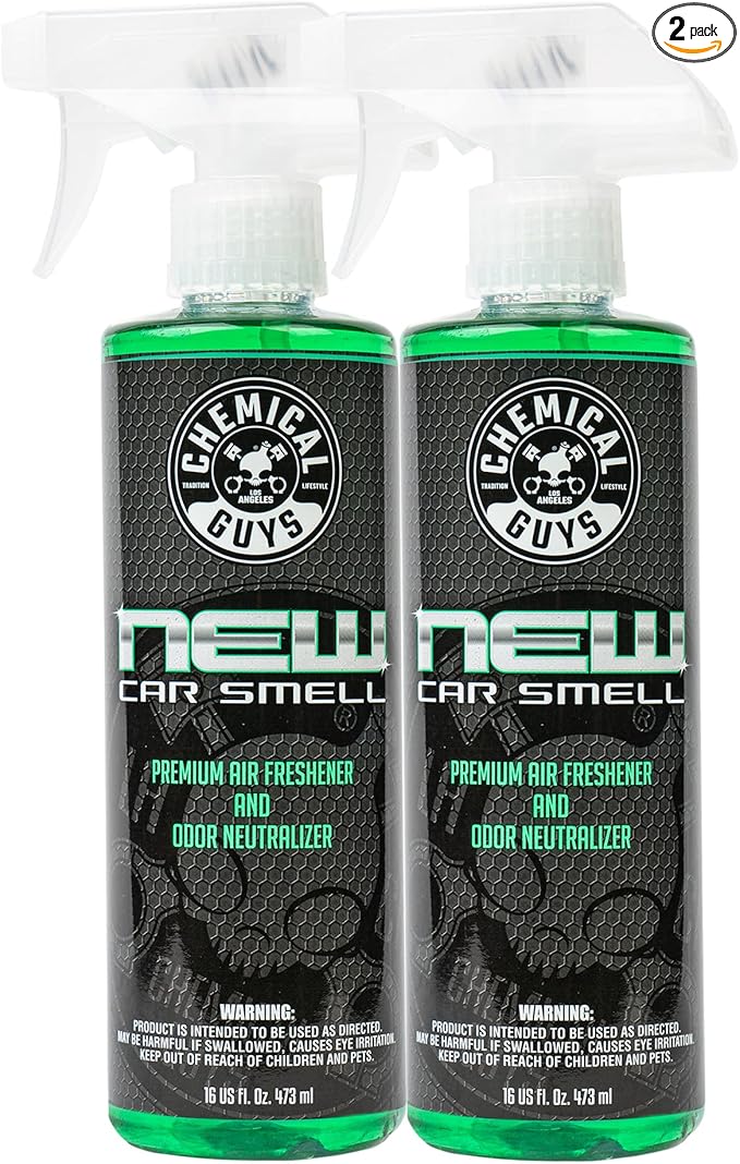 Chemical Guys New Car Smell Air Freshener and Premium Odor Eliminator Refreshes & Neutralizes Odors, Great Car Fresheners for Trucks, SUVs, RVs, and More - 16 Fl Oz (Pack of 2)