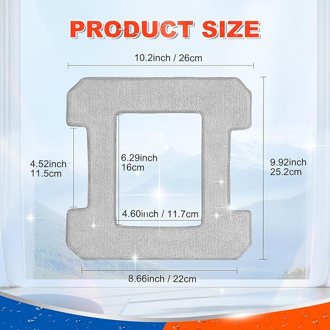 Cleaning Pads Compatible with Ecovacs Winbot W2/W2 Pro Omni W1/W1 Pro Window Vacuum Cleaning Robot Washable Reusable W2 Omni Mop Cloth W1 Mop Pad Accessories, 6 Pack