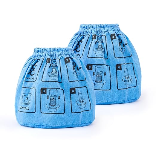 Shop-Vac Non-Woven Cloth Filter Bags – 2 Pack Reusable Filter Replacements, Fits Small Dry Vacuums (7" × 6-1/4" × 3-1/2")