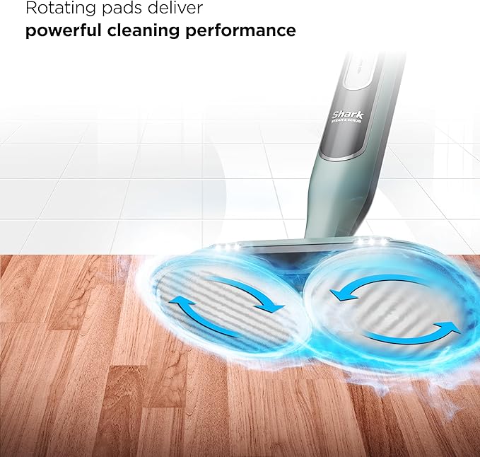 Shark Steam & Scrub Steam Mop, All-in-One Scrubbing and Sanitizing Hard Floor Cleaner, LED Headlights, 4 Dirt Grip Soft Scrub Pads Included, XL Water Tank, Swivel Steering, Hawaiian Grey, S8001