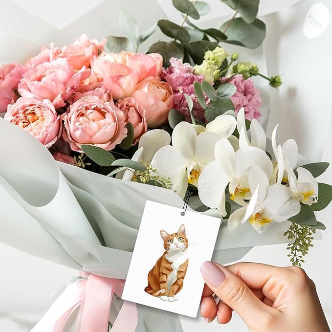 Funny Orange Tabby Cat Car Air Freshener 4 Pcs, Cute Orange Kitten Hanging Scents Air Freshener for Women Girls Gifts, Cat Lover Gifts Scented Car Accessories Decor for Room Closet Drawer