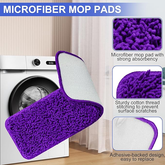 Microfiber Mop Pads Compatible with Swiffer PowerMop,Spray Mop Replacement Pad for Swiffer Power Mop Refill Pads,4 Pack Reusable Mop Pads Washable Mop Refills for Floor Cleaning