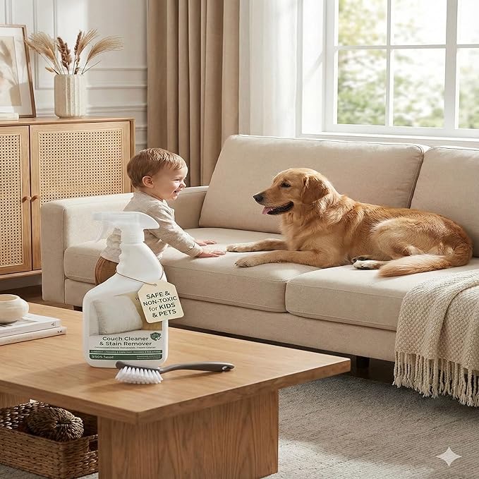 Couch Cleaner and Stain Remover Spray – Professional Strength, Multi-Surface Fabric and Upholstery Cleaner – Pet-Safe, Non-Toxic, Quick-Drying for Couches, Sofas & Car Interiors
