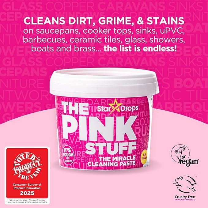 Stardrops The Pink Stuff Miracle Cleaning Bundle – Multi-Purpose Paste, Spray & Cream Cleaner (3-Pack) – Tough on Stains, Gentle on Surfaces