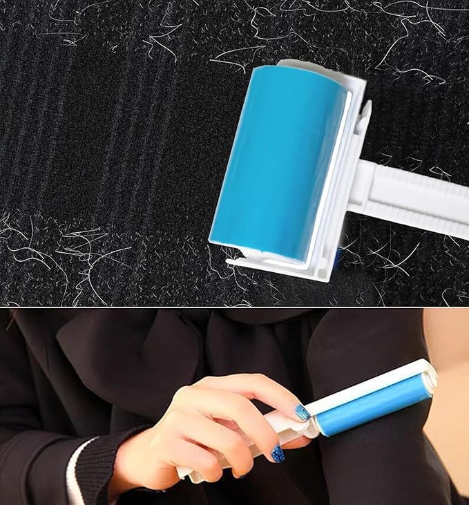 Reusable Sticky Lint Roller 4 Pack with Cover, Washable Portable Pet Hair Remover for Clothes, Travel, 2 Large and 2 Mini Size for Furniture, Car, Purse