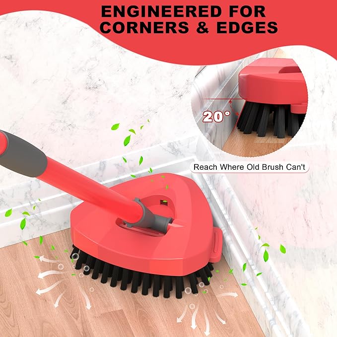Aifacay Upgrade 2 Pcs Scrubber Mop Heads Replacements - More Bristles Spin Mop Scrub Brush Head Compatible with O Cedar RinseClean 2 Tank, Mop Head Attachment for Kitchen & Bathroom Deep Cleaning