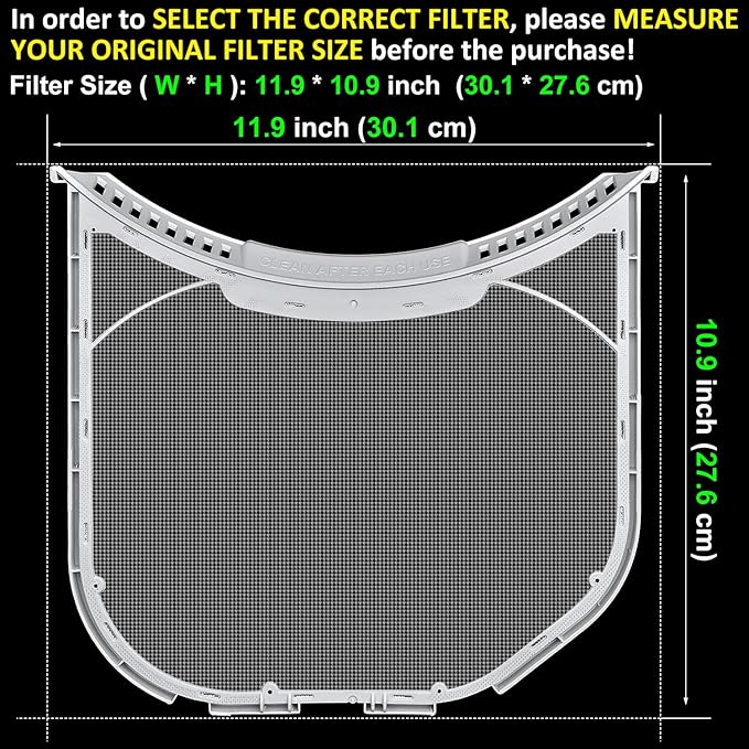 ADQ56656401 Lint Filter Replacement for LG & Kenmore Dryers, Ultra Durable Dryer Lint Screen Trap, New Version ADQ56656401 Filter (Bottom with Notches)