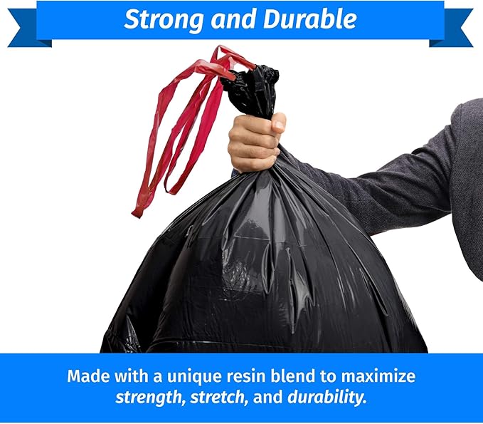 Reli. 39 Gallon Trash Bags Drawstring (200 Count Bulk) Large 39 Gallon Heavy Duty Drawstring Trash Bags - Black Garbage 39Gal Capacity, Lawn Leaf (39Gal)