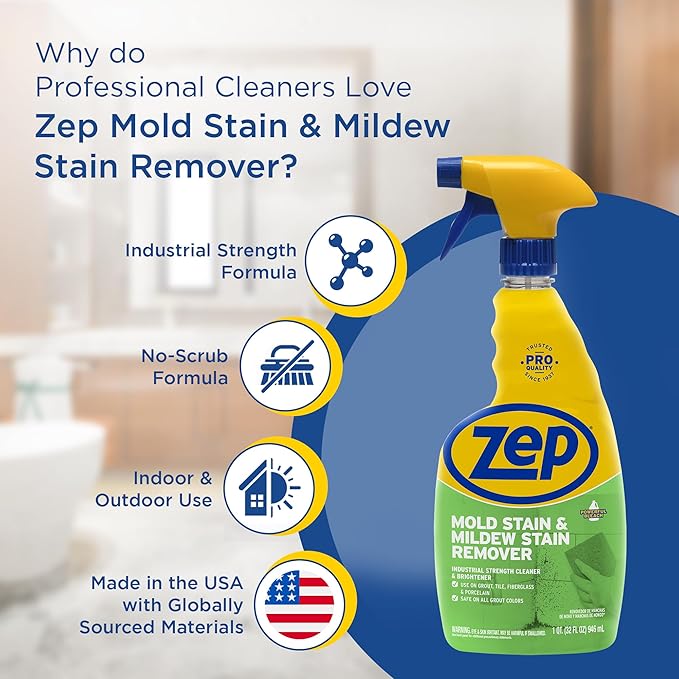 Commercial Mold Stain & Mildew Stain Remover, Quart Bottle, 12 Bt/Case