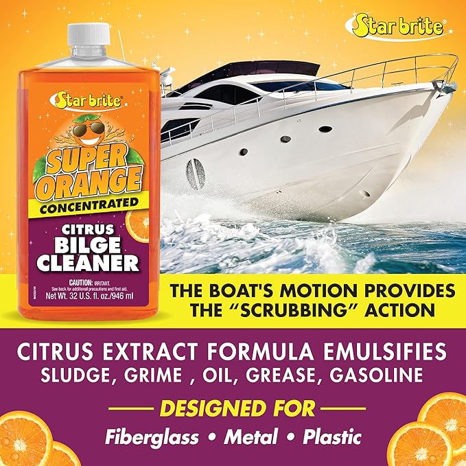 STAR BRITE Super Orange Citrus Bilge Cleaner - Biodegradable, Easy to Use - Pour In, Run Boat, Pump Out - Emulsifies Oil, Fuel & Leaves Bilge Clean With a Fresh Citrus Scent