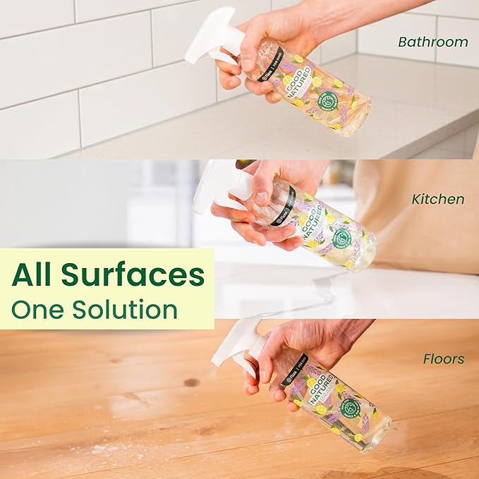 Good Natured Brand All-Purpose Cleaner Concentrate | Multi-Surface Cleaner | Natural Lemon Essential Oil | Multipurpose Cleaner Concentrate All Surfaces | Lemon Love | 16oz makes 256oz