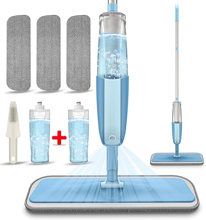 Spray Wet Mops with 2 Refillable Bottles and 3X Washable Reusable Pads fit for Swiffer PowerMop for Hardwood Floor Cleaning