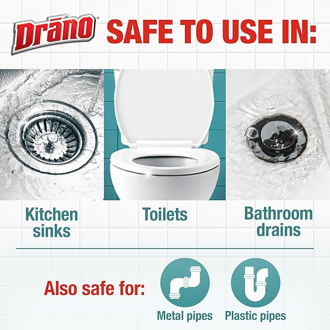 Drano Max Build Up Remover Drain Cleaner, Enzymes & Probiotics Prevents Clogs & Remove Odor-Causing Buildup, Safe for Septic, Toilets & Pipes in Bathroom Drains & Kitchen Sinks, Commercial Line, 60 oz