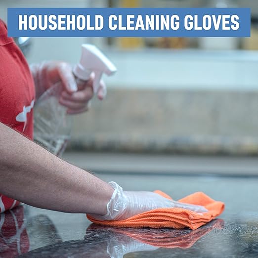Powder Free Disposable Gloves Medium, [1000 Count] - 4 Mil Clear Vinyl Gloves- Extra Strong, 4 Mil Thick - Latex Free, Food Safe, Medical Exam Gloves, Cleaning Gloves - 10 Boxes of 100
