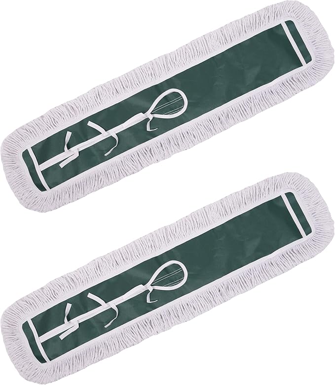 36"" Industrial-Grade Cotton Dust Mop Head Refills, Perfect Replacement for Busy Home, Gym, Commercial Spaces, Heavy-Duty Mop for Janitorial & Housekeeping Needs - 2 Pack (White)
