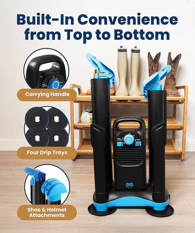 Upgraded Boot Dryer for Work Boots with Ozone Deodorizer - Fast Drying Compact Easy-to-Use Shoe Warmer Adjustable Tube Design - Fast Drying Shoes Dryers for Sneakers & Gloves, Ski Gears (2 Pair)