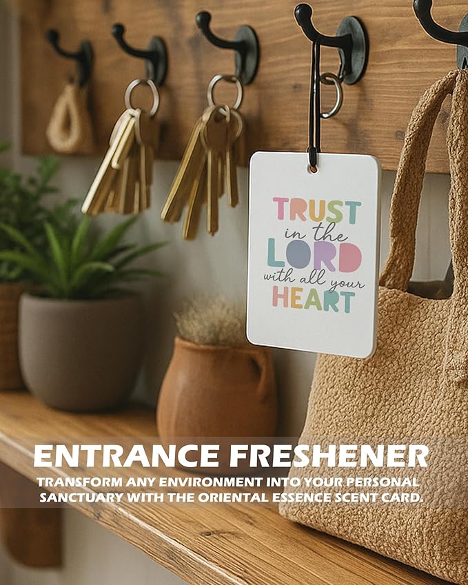 Inspirational Boho Christian Citrus Car Air Freshener 4 Pcs, Pastel Colorful Religious Bible Verse Hanging Air Freshener for Cars Classroom Books Decor, Christian Accessories Gifts for Women