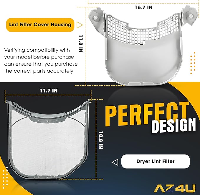 Dryer Lint Filter Screen And Lint Trap Cover Housing Replaces For LG DLGX3701W DLGX4271W DLGX4071W DLGX3371V DLGX3361V DLGX3361W DLGX3371W DLGX3361R DLGX3371R DLGX3701V DLGX2802W DLGX3571W DLGX4371W