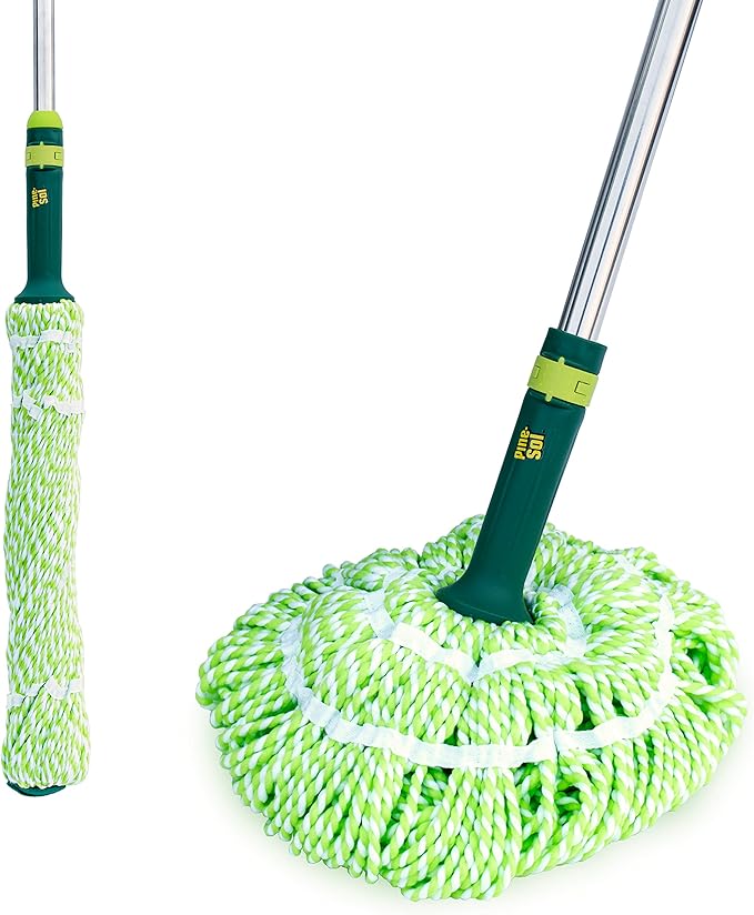 Pine-Sol Microfiber Mop Self Wringing – Easy Squeeze Twist Design for Wet Mopping | Household Cleaning Tool for Tile, Linoleum, Laminate Floors | Extendable Metal Handle