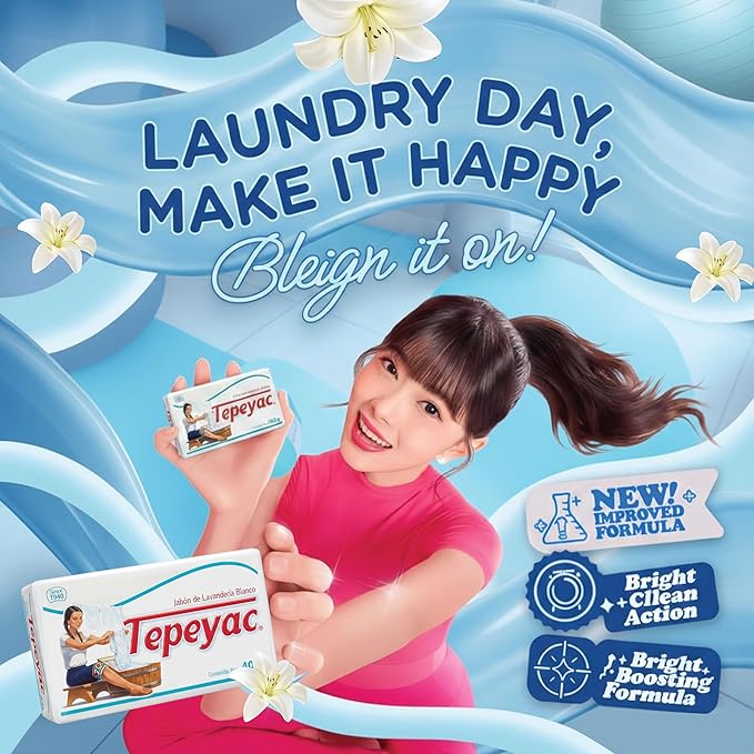 Tepeyac Biodegradable White Laundry Bar and Tough Stain Remover, For all Fabric Types - Fresh Scent 400 g (Pack of 4)