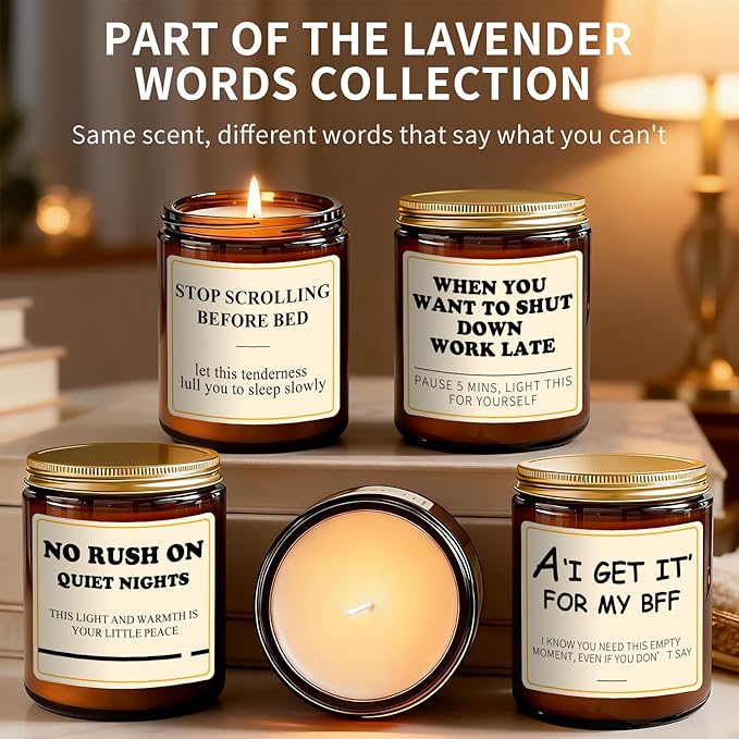 Lavender Candle Gifts for Women - 7oz Hand Poured Soy Candle for Relaxation - Lavender Aromatherapy Candle for Stress Relief - Clean Burning, Long Lasting 50 Hours, Unique Gift for Birthday for Her