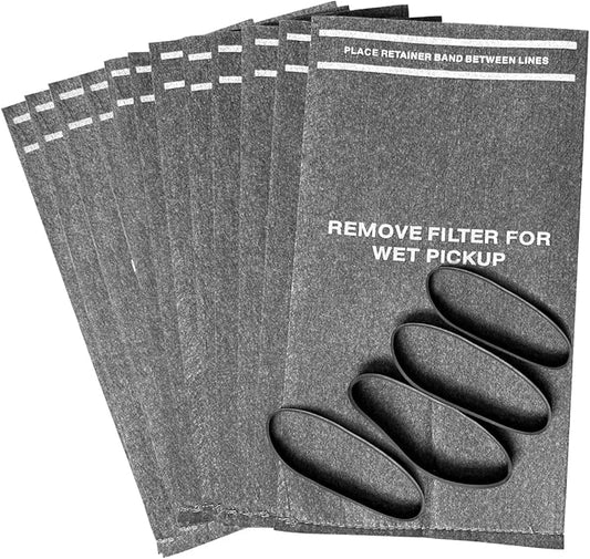 12 Pack CMXZVBE38737 Dry Filter Bags Replacement for Craftsman 2 to 2.5 Gallon Wet Dry Vacuums and Powerhead Bucket Vac, Part# 38737/9-38737, with 4 Retaining Bands