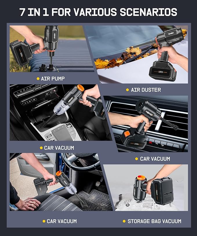 Car Vacuum Portable Cordless,35000PA High Power Suction & Blower, Handheld Vacuum Cleaner for Car, Home, Desktop, Keyboard,Birthday Gifts for Men Dad Husband(Midnight Black)