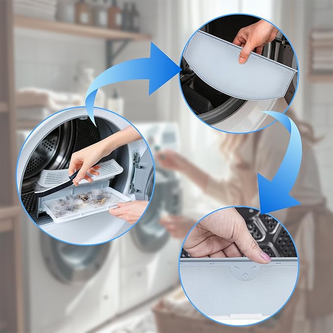 Upgraded WE03X23881 Dryer Lint Filter Replacement Kit for GE Dryer, GTD65EBSJ3WS GTD33EASK0WW, Stainless Steel Lint Screen for Dryer, Flexible Dryer Lint Brush, Dryer Vent Vacuum Hose Attachment