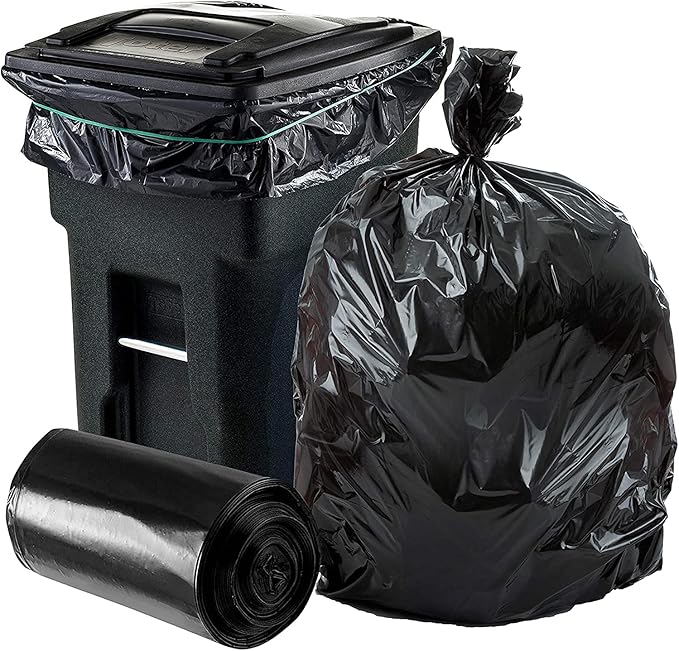 Plasticplace 32 Gallon Trash Bags Garbage Can Liners for Toter, Heavy Duty Contractor Black Garbage Bags, Leak-Proof, Tear-Resistant Can Liners, 44” x 54”, 50 Count Trashbags Yard Waste 1.5 Mil