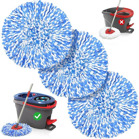 Spin Mop Head Replacement 3 Pack Spin Mop Refill Replace Head for O-Cedaar RinseClean 2 Tank System