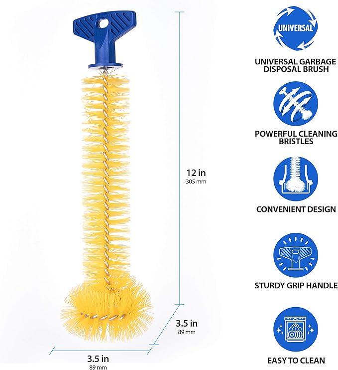 Mr. Scrappy Universal Garbage Disposal Brush, Sturdy Grip Handle, 11-Inches,Yellow