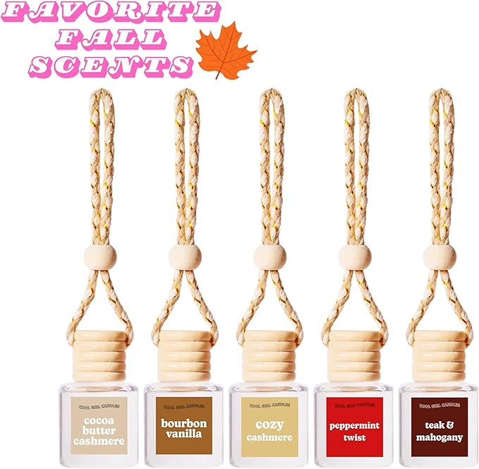 COOLGIRLCANDLES Apple & Mahogany Car Hanging Fragrance Oil Air Freshener for Essential Oils, Long Lasting Scents Aromatherapy Automobile Diffuser Bottle