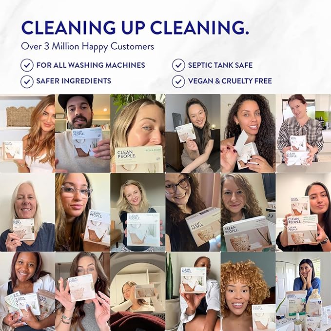 Clean People Laundry Detergent Sheets- Recyclable Packaging, Hypoallergenic, Stain Fighting, Works with All Machines including HE (384 Count, Spring)