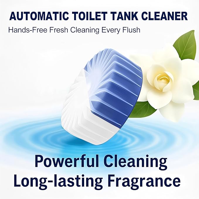 Automatic Toilet Bowl Cleaner Tablets, 10 Pack Long-Lasting Toilet Tank Cleaner for Bathroom, Blue Water Freshener, Prevents Stains & Odor, Safe for All Toilets - 10 Pack (White+Blue)