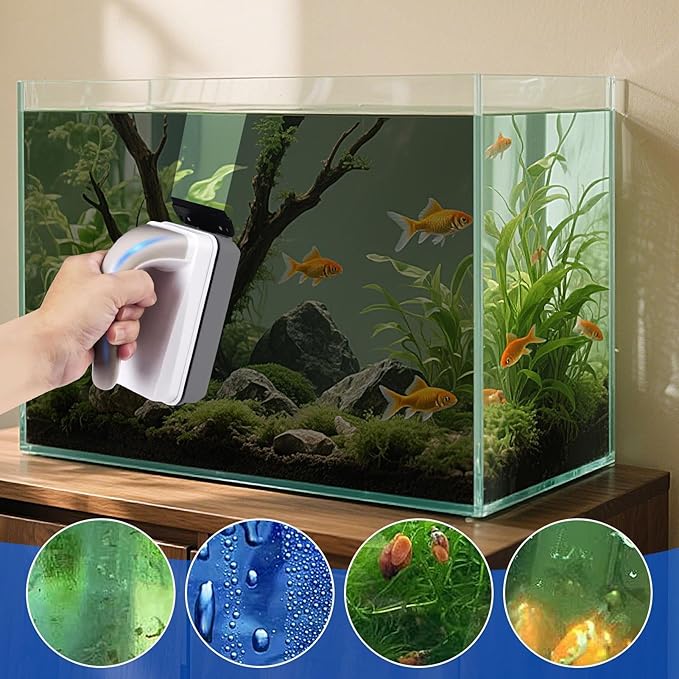 Magnetic Fish Tank Cleaner | Double Side Fish Tank Glass Cleaner Magnet - Floating Brush Anti-Scratch Scrubbing Tools for School Apartment Home