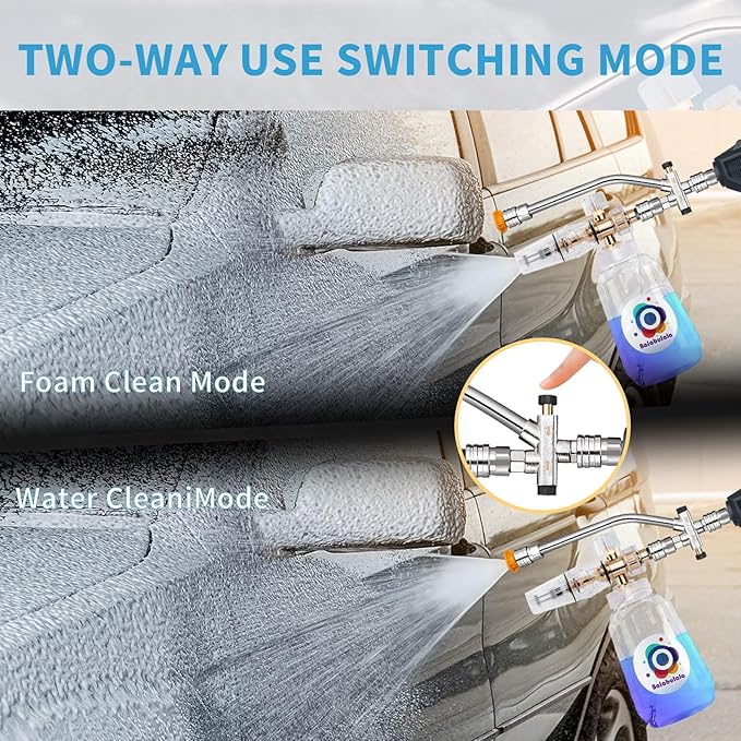 Foam Cannon with Dual Connector, Balabulala Dual Connector Foam Cannon with 5000PSI Pressure Washer Gun,7 Nozzles, 1/4" Quick Connect