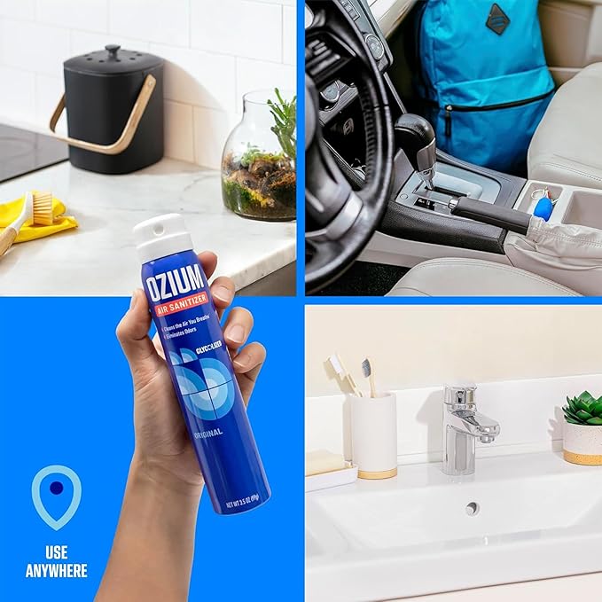 Ozium 3.5 Oz. Air Sanitizer & Odor Eliminator for Homes, Cars, Offices and More, Carbon Black Scent, 4 Pack