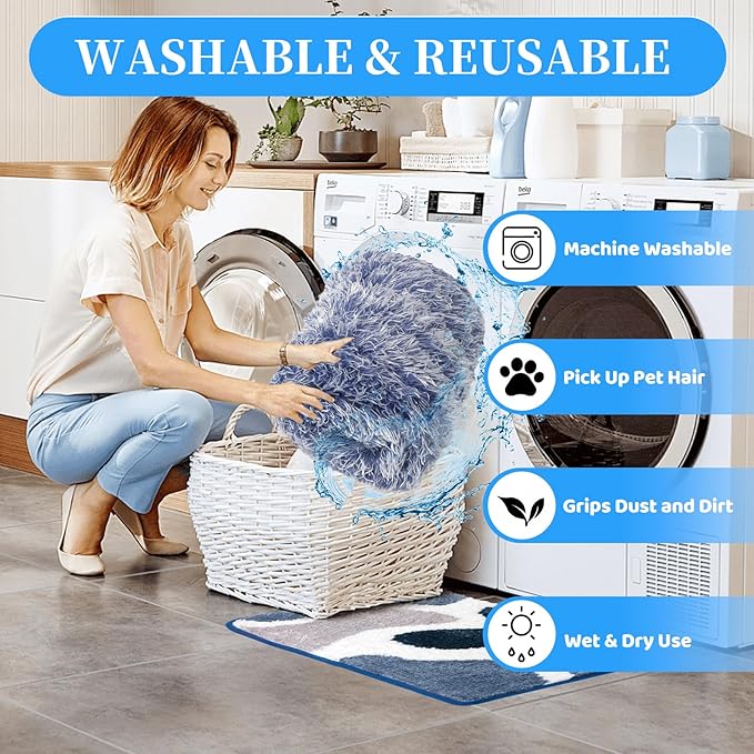 6 Pack Microfiber Dusting Pad Replacement for Bona Family of Mops, Washable & Reusable 18.3 x 6.1 Inch Mop Replacement Pads for Hardwood and Multi-Surface Floors Cleaning Head, Wet/Dry Mop