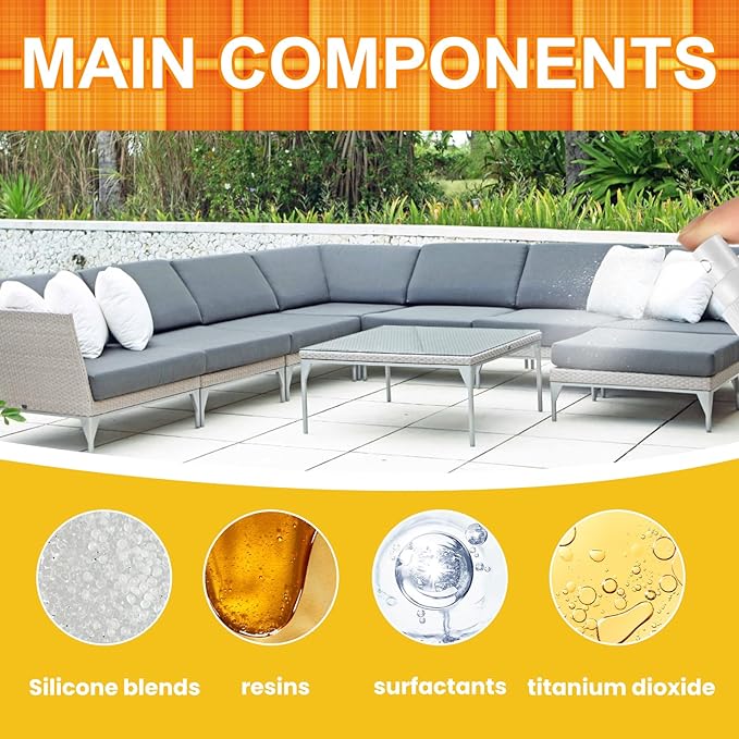 Water & Sun Shield Outdoor Fabric Spray - Cooling UV Protection, Waterproof & Fade-Resistant Spray for Patio Furniture, Awnings, Tents (Refreshing, Quick-Dry) (2)