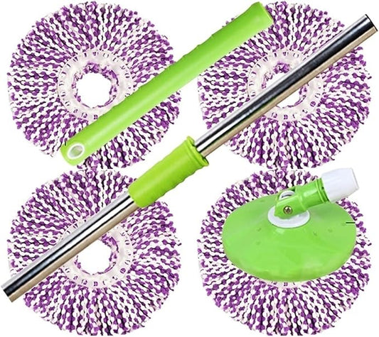 4 Pcs Mop Head Spin Mop Replacement Head Round Shape Standard Size Microfiber Mop Head Refills with 360° Magic Mop Easy Cleaning (D)