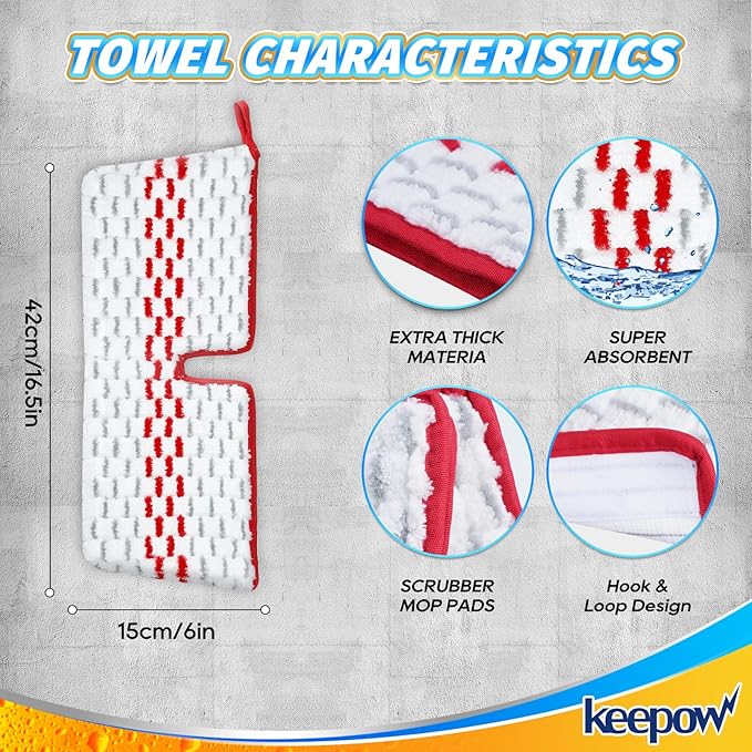 KEEPOW Mop Pads Refills Compatible with O-Cedar Promist Max Spray Mop Double-Side Washable Reusable Flip Mopping Pads Replacement for Dry Wet Floor Cleaning,5 Packs