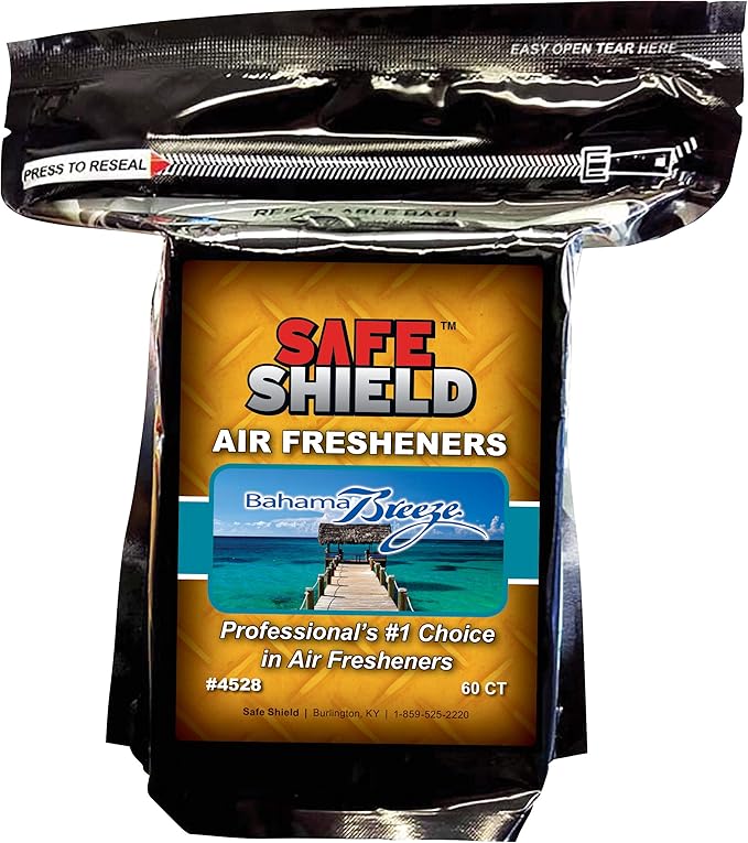Bahama Breeze Scented Air Freshener Pads - Long-Lasting Fragrance Pads for Car Interiors - 1-1/2" × 3" Compact Size - Tropical and Refreshing Aroma for Eliminating Stale Odors - Pack of 60