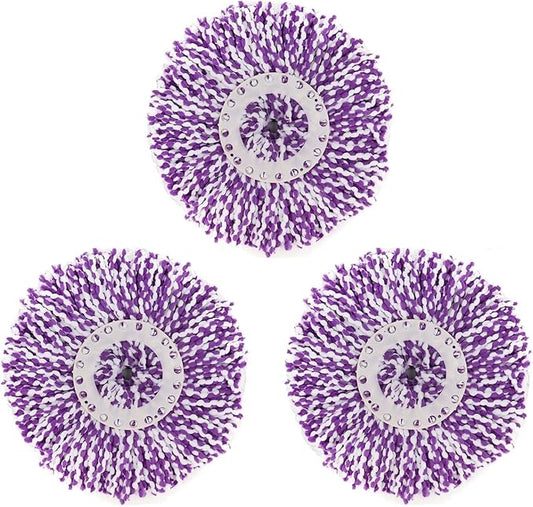 3 Pack Spin Mop Replacement Head, Round Shape Standard Size Microfiber Mop Head Refills for Hurrican, Mopnad, Casabell and Other Standard Size Spin Mop Systems